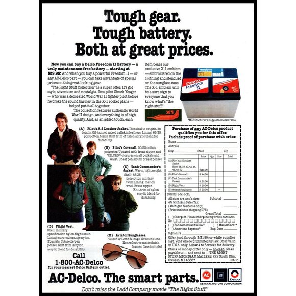 1983 AC Delco Parts 2 Page Vintage Print Ad Chuck Yeager Prop Plane Wall Art - Picture 3 of 3